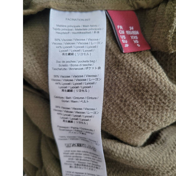 Comptoir des Cotonniers Facination Jumpsuit Dark Kaki Belted Wrap Neckline XXS - Picture 6 of 7